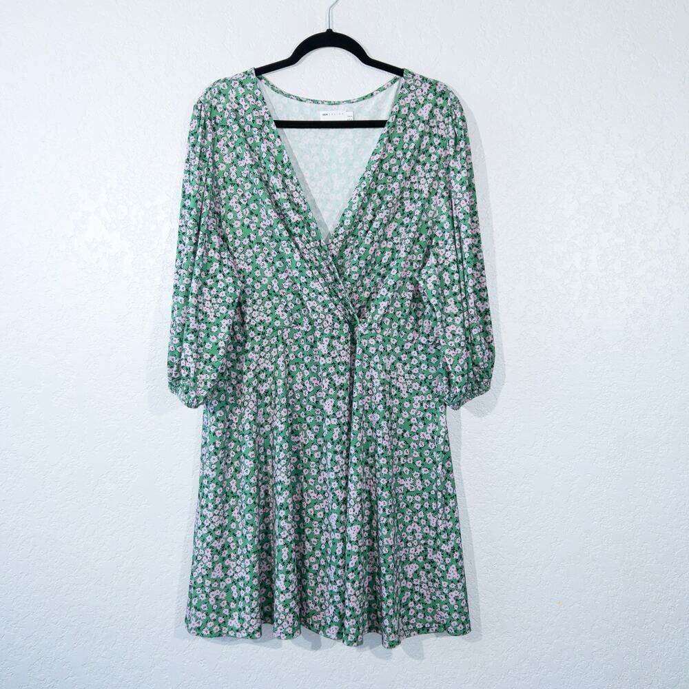 ASOS Curve Green Floral Mini Tea Dress Size 22 - Picture 2 of 8
